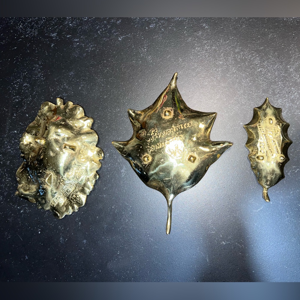 Set of Three Virginia Metalcrafters Vintage Leaves 1948 & 1956